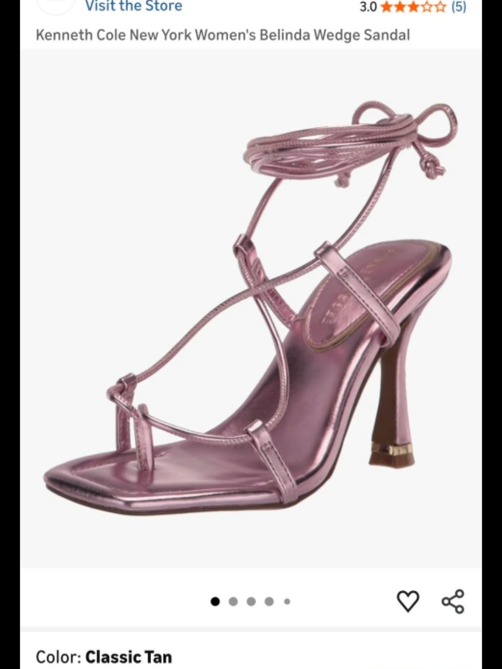 Kenneth Cole Metallic Rose Pink Lace-Up Strappy Heel